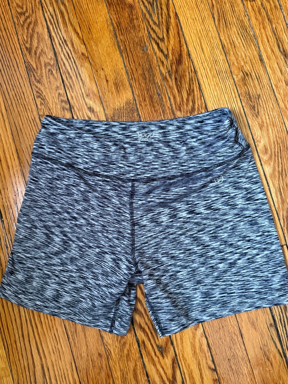 Vogo Black and Gray Space-Dye High-Rise Yoga / Bike Shorts